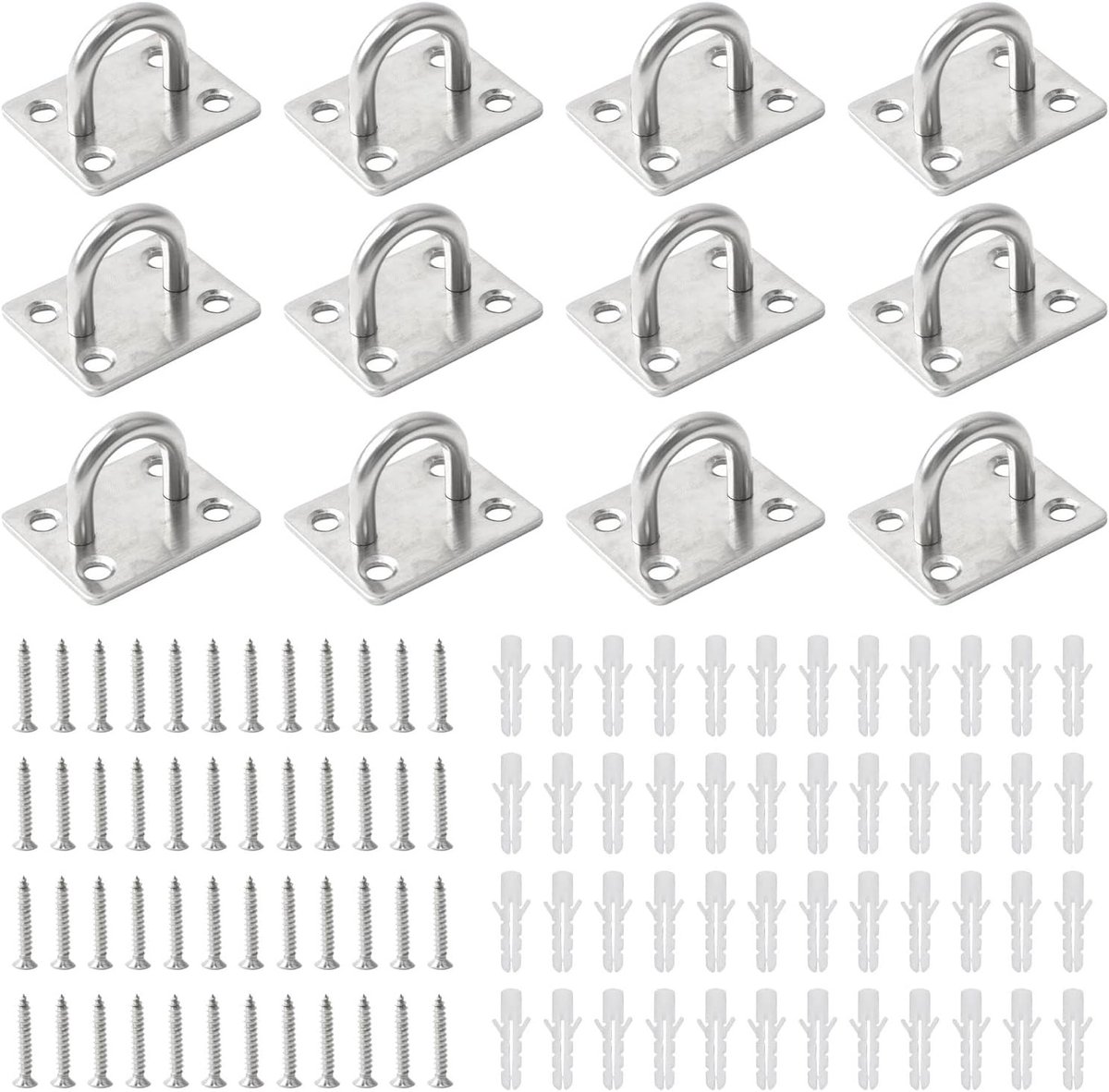 12 Stuks RVS Oogplaten M6 - Sterke Wandhaken voor Hangmat, Zakken en Bevestigingssystemen