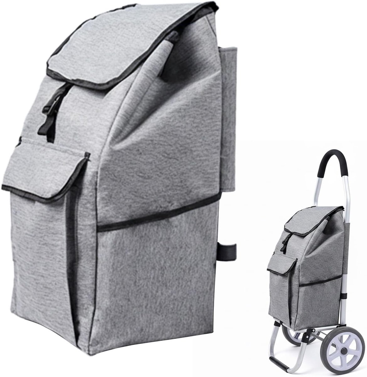 Vouwbare boodschappentas van waterdicht oxfordmateriaal, duurzaam en stevig, perfect voor boodschappen en opslag, grijs, multifunctioneel en lichtgewicht