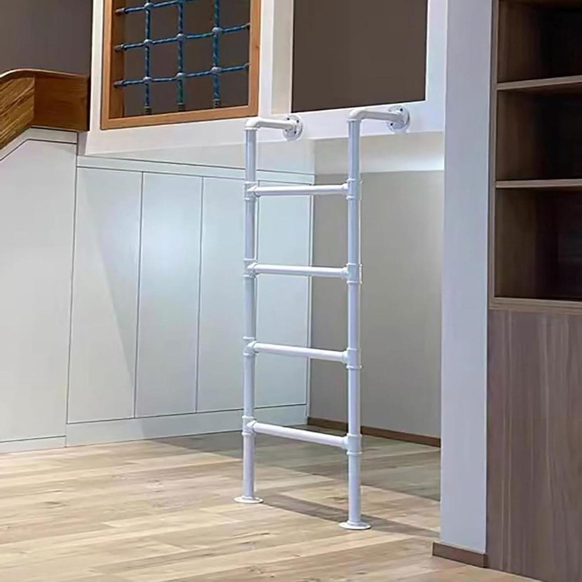 Wandladder - Klimladder - Veilig Bed Gebruiken - Robuuste IJzeren Structuur - 45 cm Breed - Wit