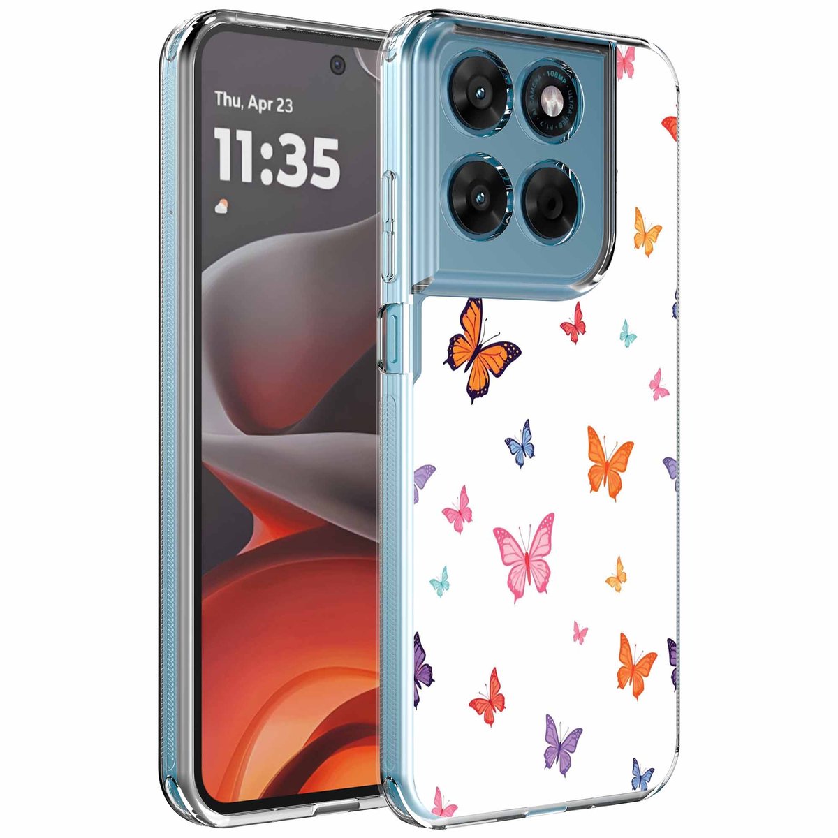 Smartphonica Geschikt voor Motorola Moto G15 Telefoonhoesje met Vlinder opdruk opdruk - Draadloos op te laden - Shockproof Siliconen TPU Strong Case - Sterk Schokbestendig Telefoonhoesje geschikt voor Motorola Moto G15