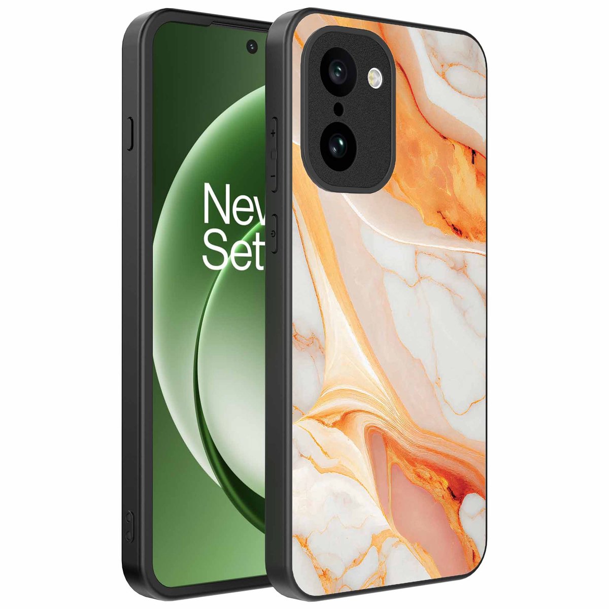 Geschikt voor OnePlus 15R Telefoonhoesje met marmer opdruk - TPU backcover case marble design - Oranje - Smartphonica geschikt voor OnePlus 15R