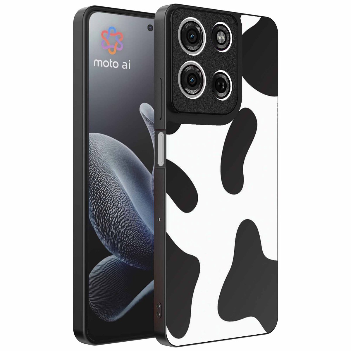 Geschikt voor Motorola Edge 70 Telefoonhoesje met Koeienvlekken Opdruk - TPU Backcover Case With Cow Patches Design - Smartphonica geschikt voor Motorola Edge 70
