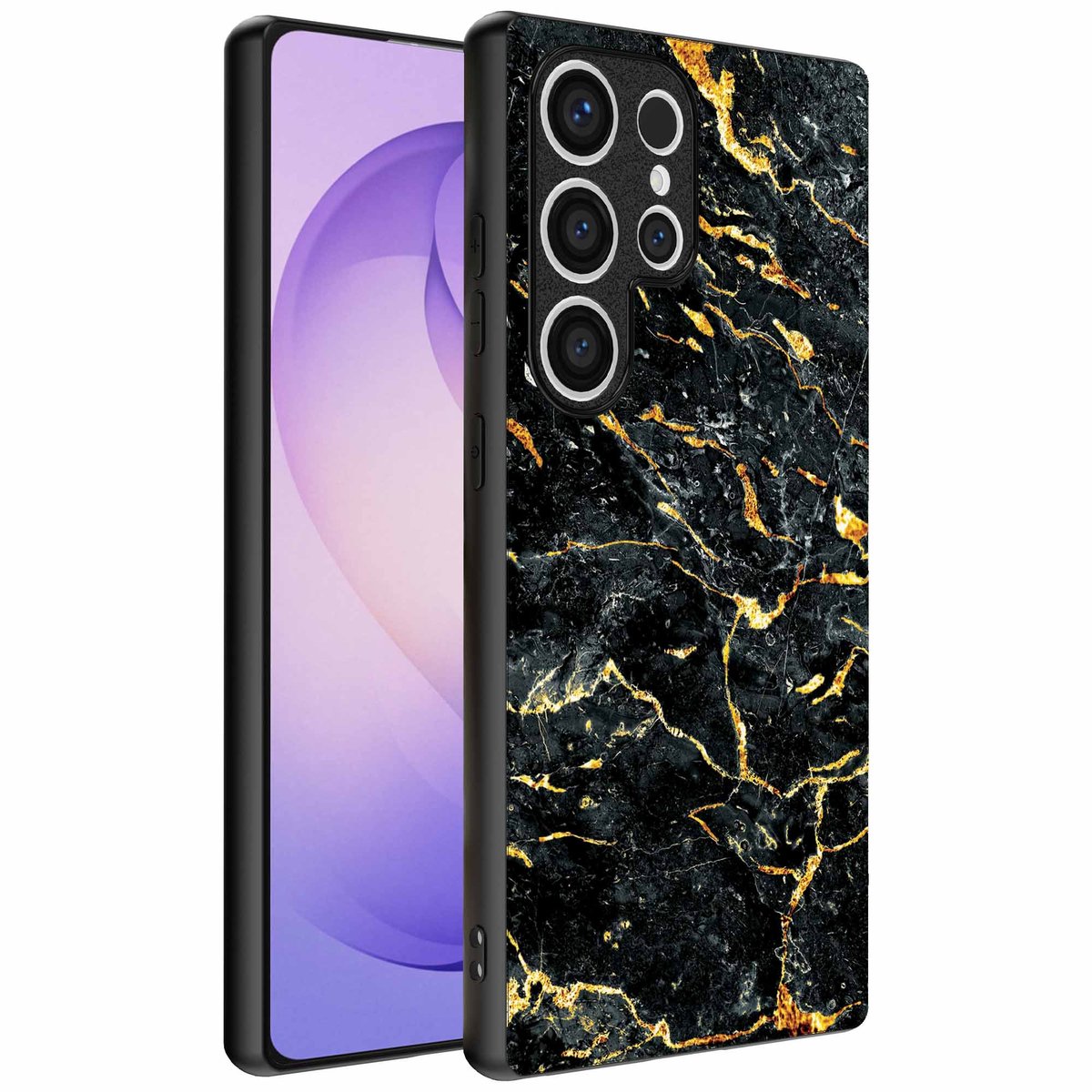 Geschikt voor Samsung Galaxy S26 Ultra Telefoonhoesje met Zwart Goud Marmer Opdruk - TPU Backcover Case Black Gold Marble Design - Zwart Goud - Smartphonica geschikt voor Samsung Galaxy S26 Ultra