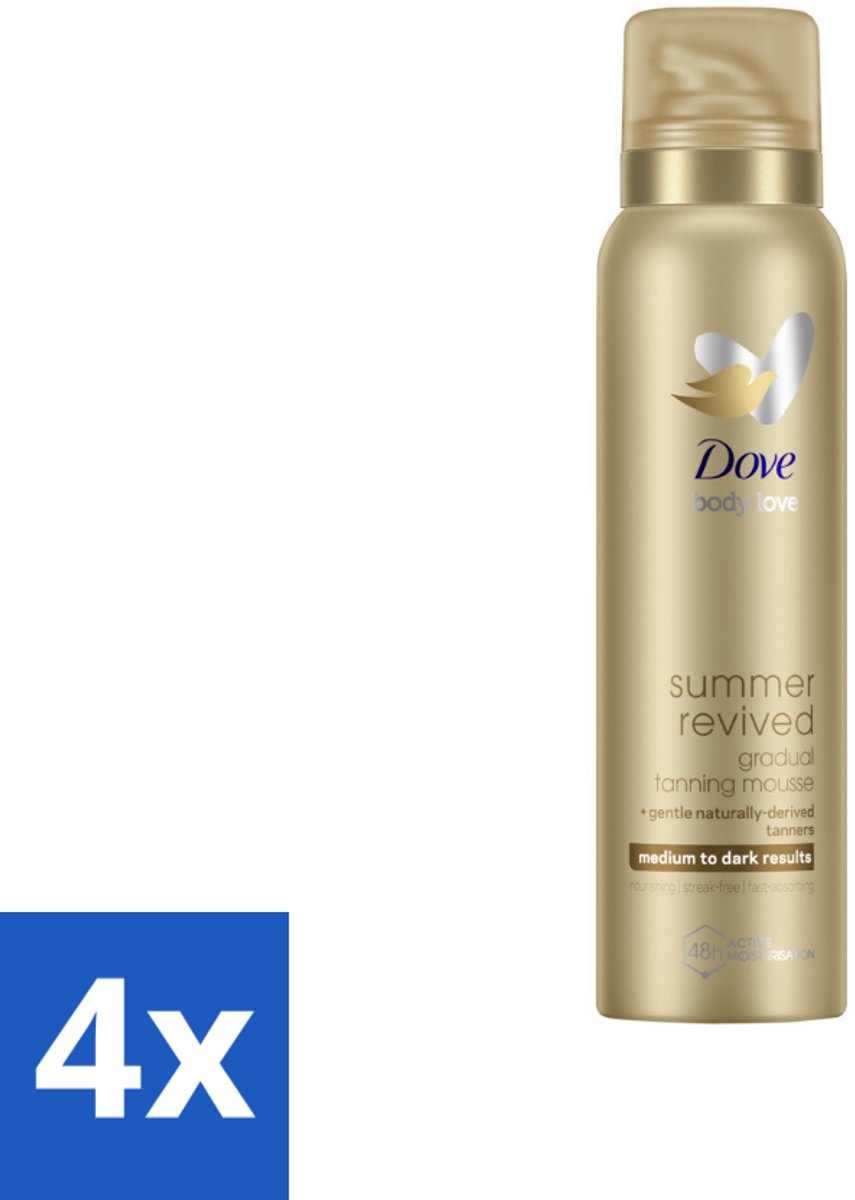 4 x Dove – Bodymousse – Summer Revived Medium-Dark – 150 ml - Zelfbruinende Bodymousse - Natuurlijke Teint - Zonnige Huid - Huidverzorging - Huidhydratatie