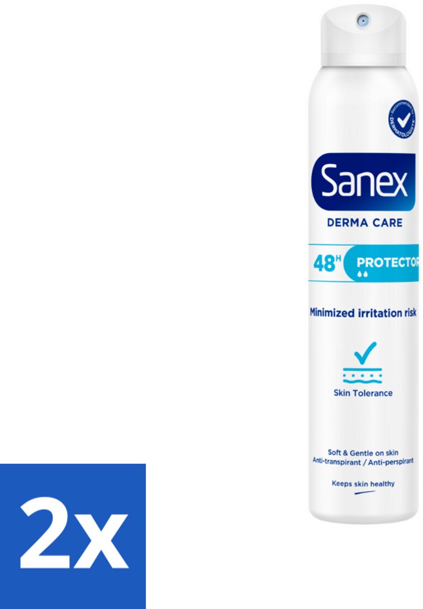 2 x Sanex – Deodorant Spray – Dermo Protector – 200 ml - Huidbescherming - Zweetbehandeling - Geurverwijdering - Hypoallergeen - PH-balans