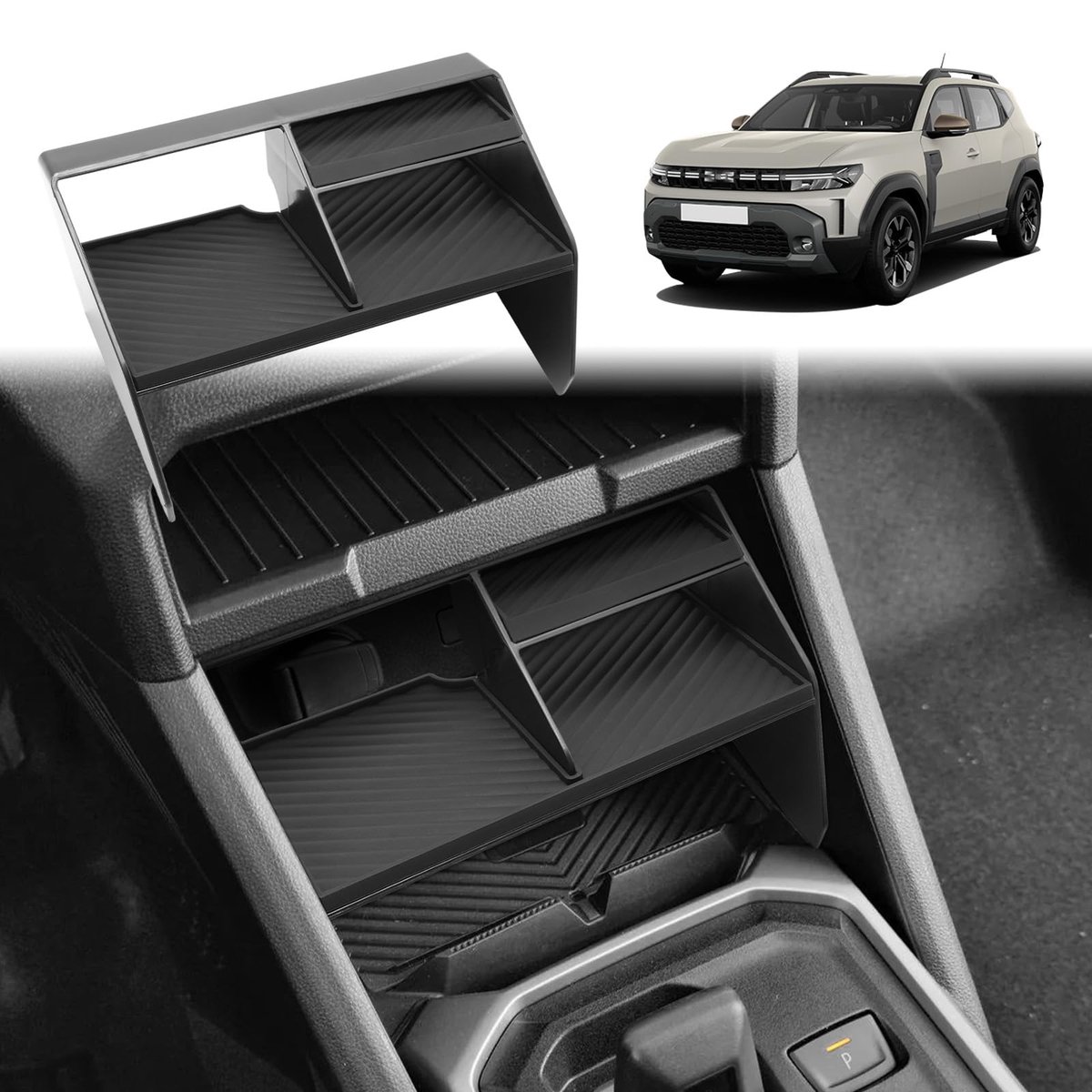 GAFAT Dacia Duster 3 2024 2025 2026 Middenconsole, Opbergvak, Premium Spuitgelakte Organizer met 3 Vakken & 2,5 MM - ShopVlot