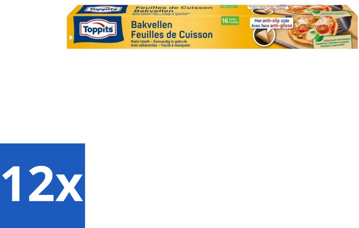 12 x Toppits – Bakpapiervellen – 16 vellen - Bakpapier - Bakpapier Met Antikleefbescherming - Bakpapier 3d - Bakpapier Voor Koekjes - Bakpapier Voor Pizza
