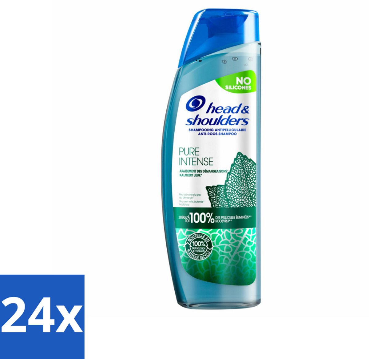 24 x Head & Shoulders – Shampoo – Pure Intense Kalmeert Jeuk – 250 ml - Anti-roos Shampoo - Shampoo Bij Jeukende Hoofdhuid - Pepermunt Shampoo - Siliconenvrije Shampoo - Roosvrije Shampoo