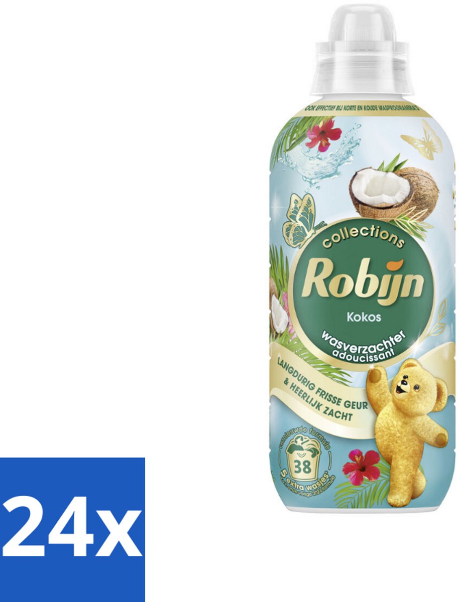 24 x Robijn – Wasverzachter – Kokos Sensation – 765 ml - Wasverzachter Kokos - Wasverzachter Tropisch - Wasverzachter Fris - Wasverzachter Voor Textiel - Wasverzachter Voor Beddengoed