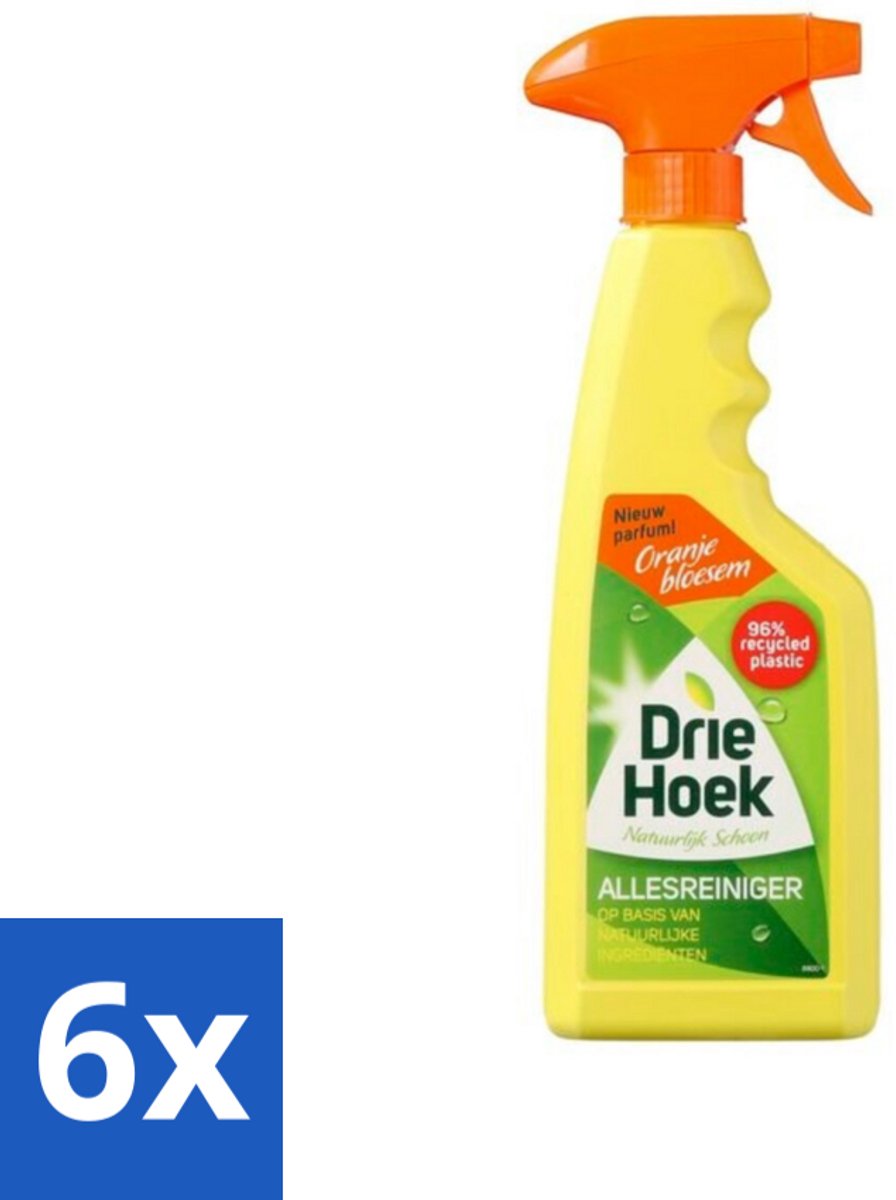 6 x Driehoek – Spray Allesreiniger – Oranjebloesem – 500 ml - Allesreiniger Spray - Reinigen - Hout Reinigen - Natuursteen Reinigen - Biologisch Afbreekbaar