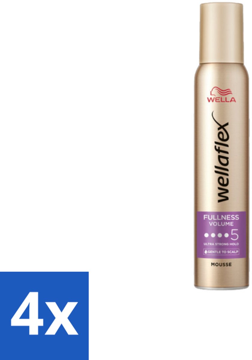 4 x Wella – Flex Fullness Volume Ultra Strong – Haarmousse – 200 ml - Haarmousse - Volume - Kracht - Natuurlijk Haar - Vol Haar
