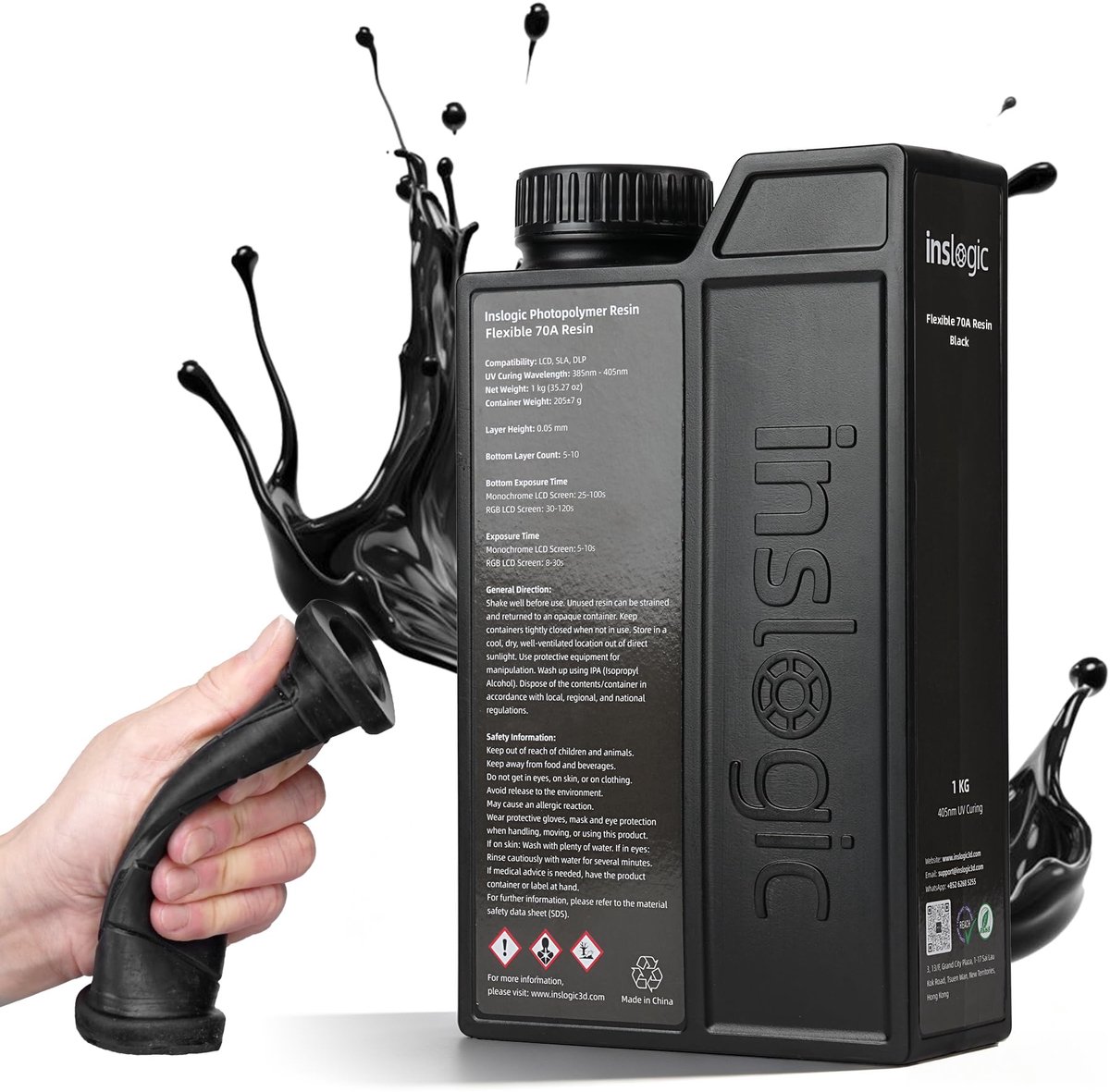 Inslogic Flexibele 70A hars voor 3D-printers, 1kg 3D-printinghars voor het printen van zachte en flexibele items, snel - ShopVlot