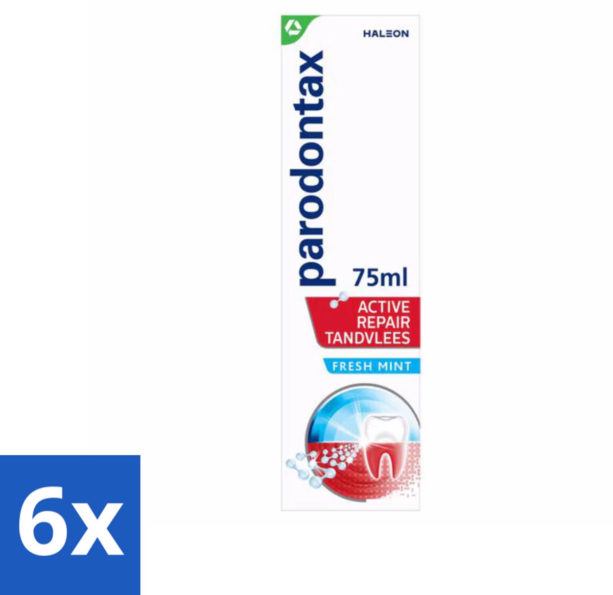 6 x Parodontax – Tandpasta – Active Repair Fresh Mint – 75 ml - Tandvlees Herstellen - Tandplak Verwijderen - Bloedend Tandvlees - Gezwollen Tandvlees - Ontstoken Tandvlees