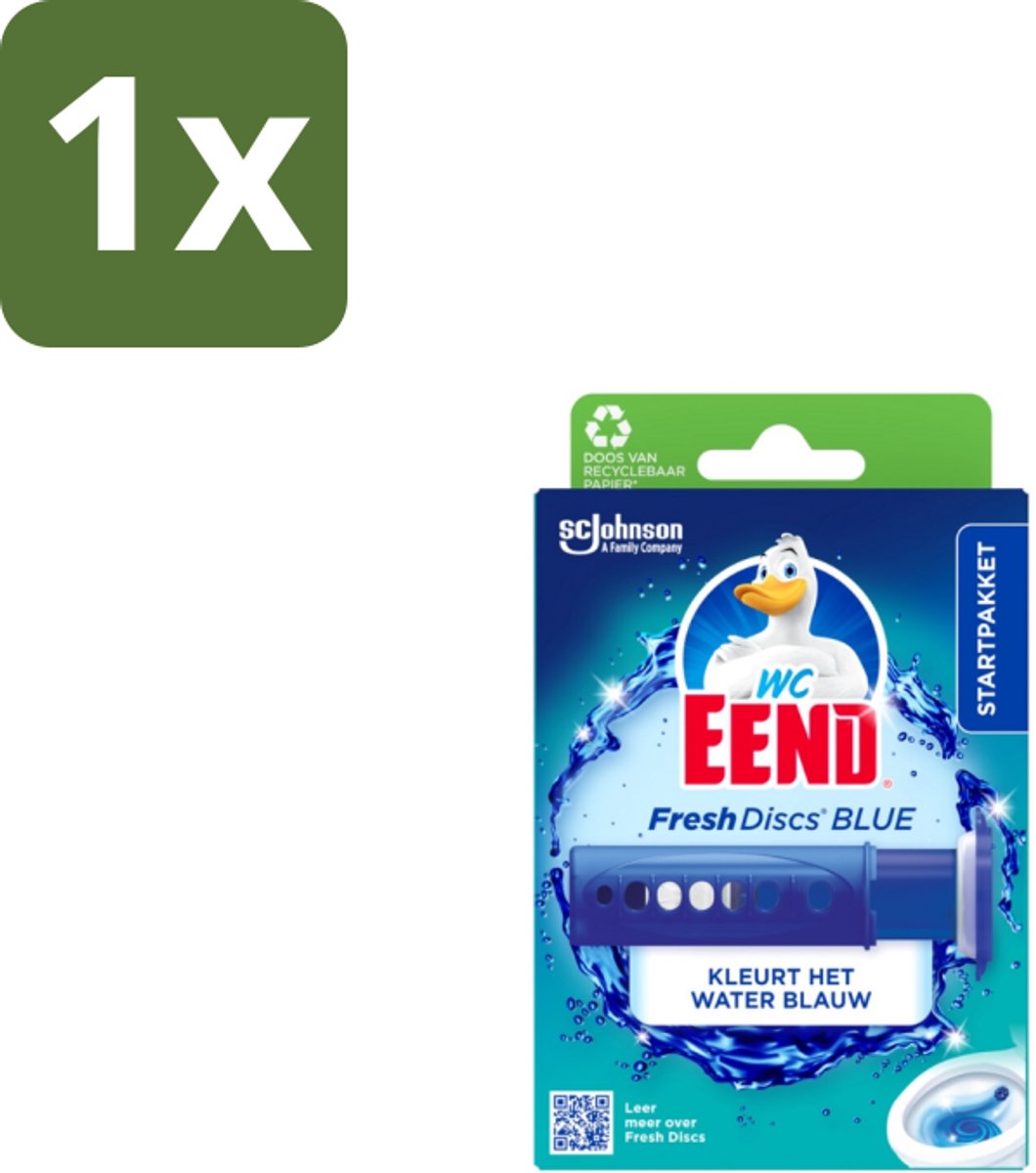 1 x WC Eend – Fresh Discs – Houder + Navulling – Coloring Blue – 36 ml - Koffiezetapparaat