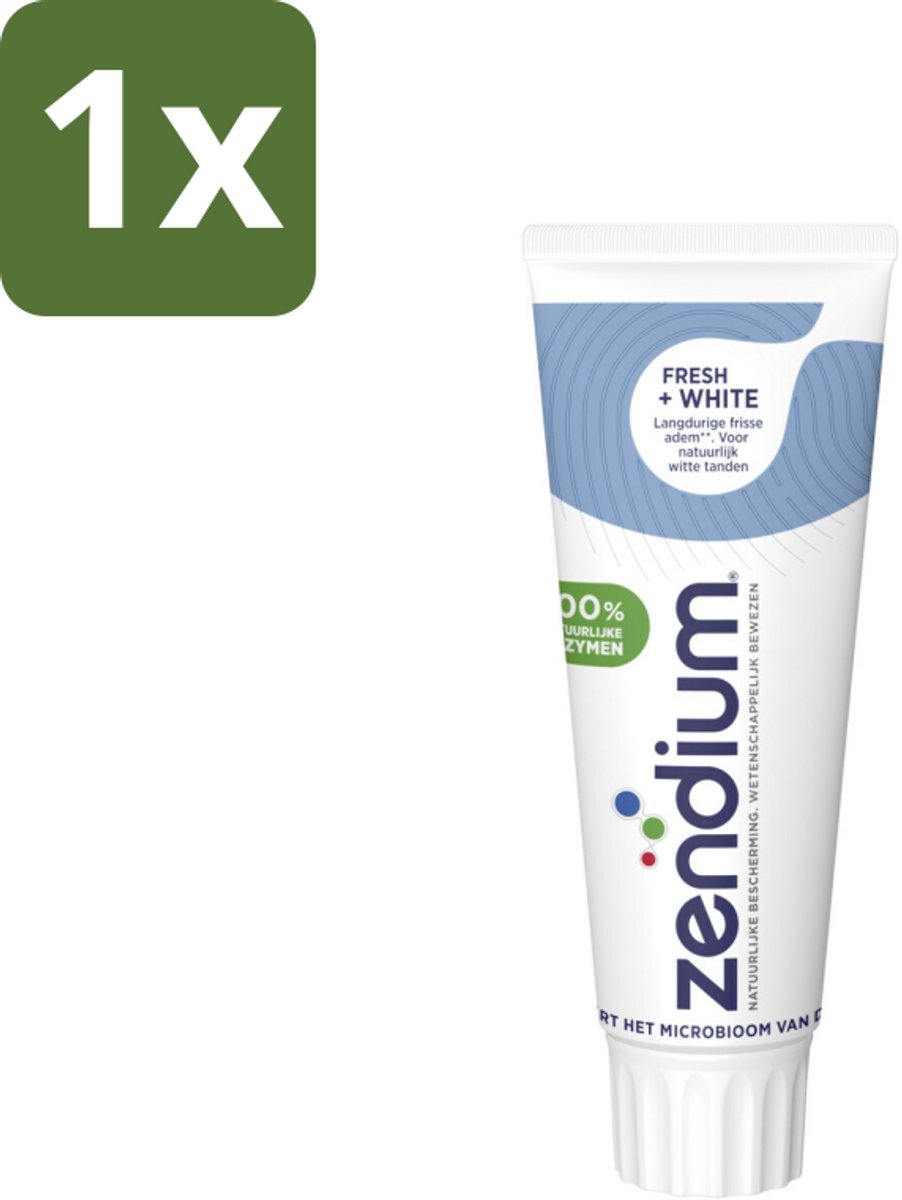1 x Zendium - Tandpasta - Fresh+ White - 75 ml - Zendium Tandpasta - Fresh+ White - Tandpasta Witte Tanden - Tandpasta Met Fluoride - Tandpasta Voor Volwassenen