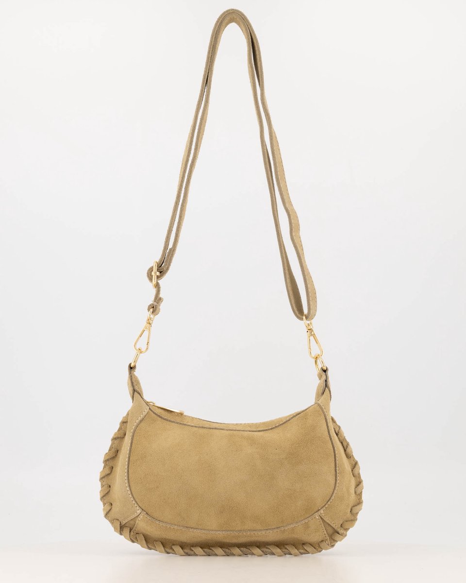 Tas- beige -suède- crossbody -nieuw hip