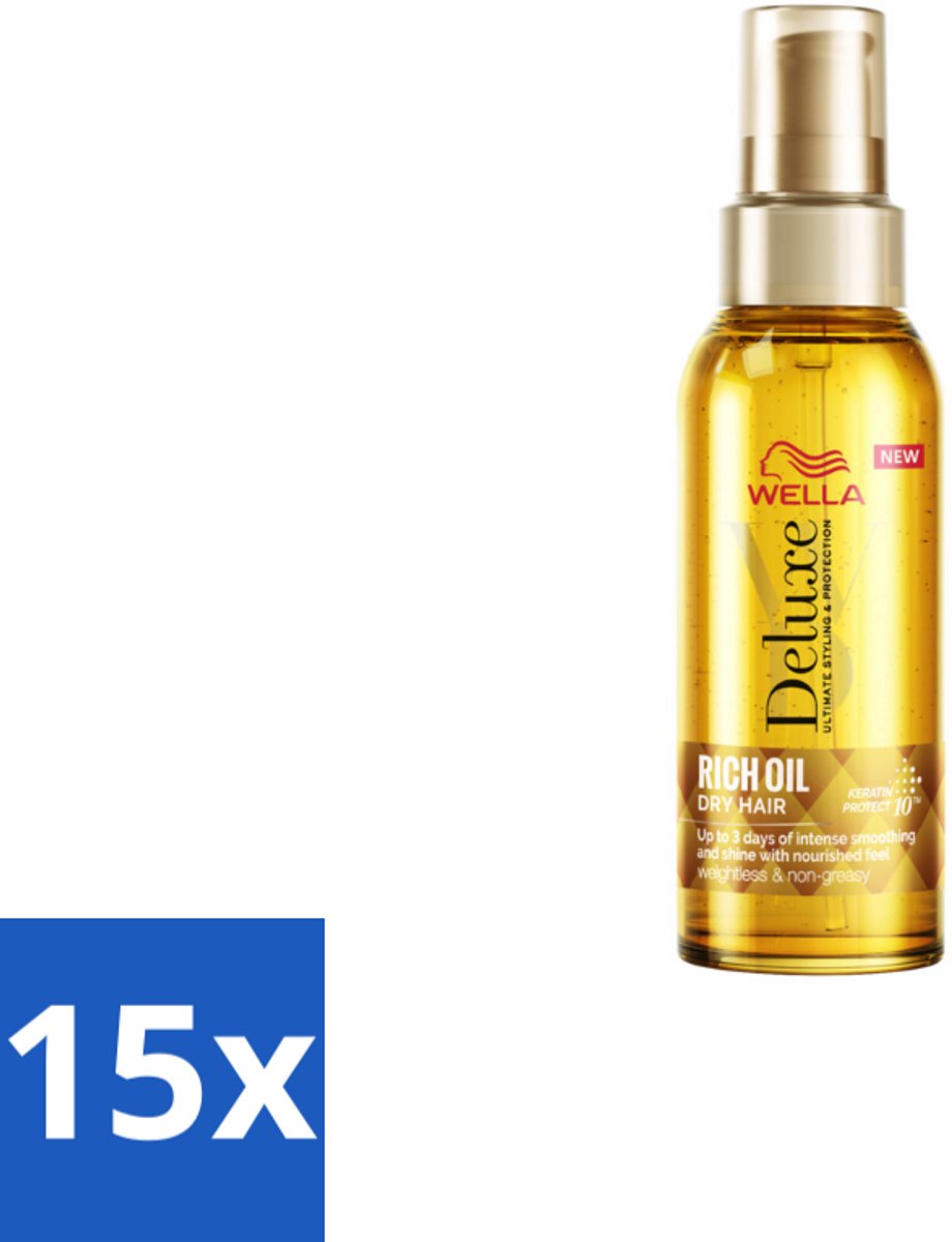 15 x Wella – Deluxe Oil Rich – Haarolie – 100 ml - Haarolie - Glansversterkend - Voedend Haar - Beschermend Haar - Droog Haar