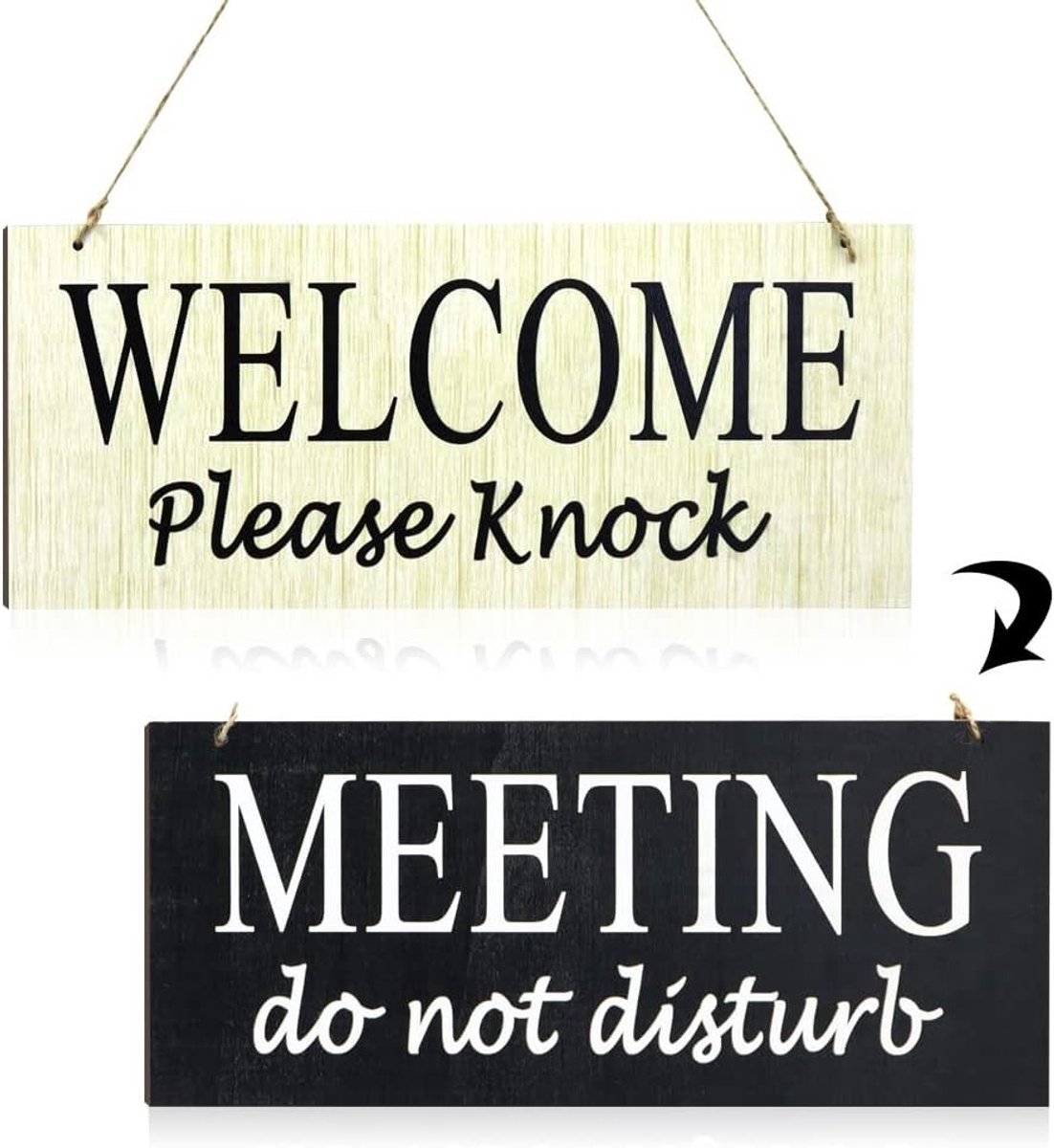 Assembly in Progress: Niet Storen Deurhanger, Houten Plaquette, Dubbelzijdige Privacy Bord voor Kantoor en Thuis, 13.8 x 5.9 inch
