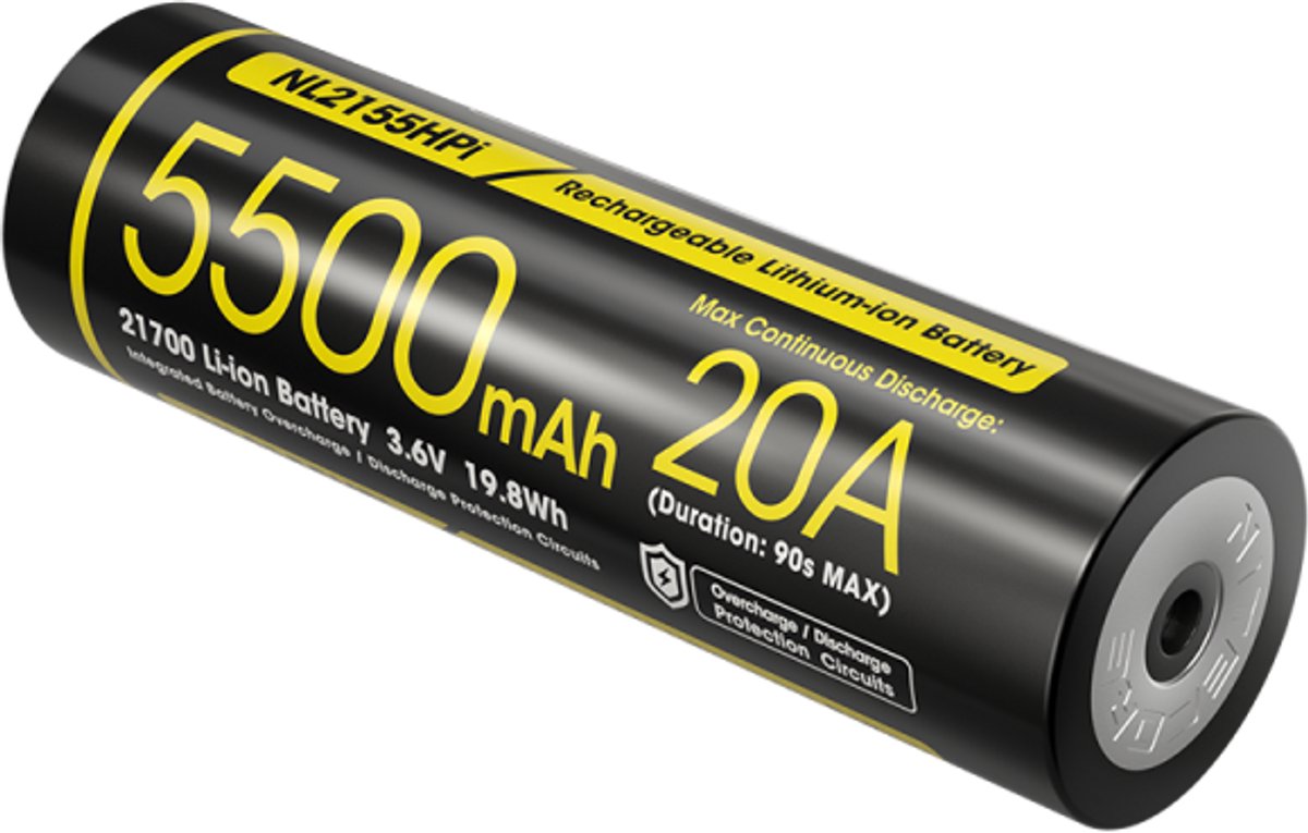 Nitecore NL2155HPI Oplaadbare 21700 Li-Ion batterij 5500mAh