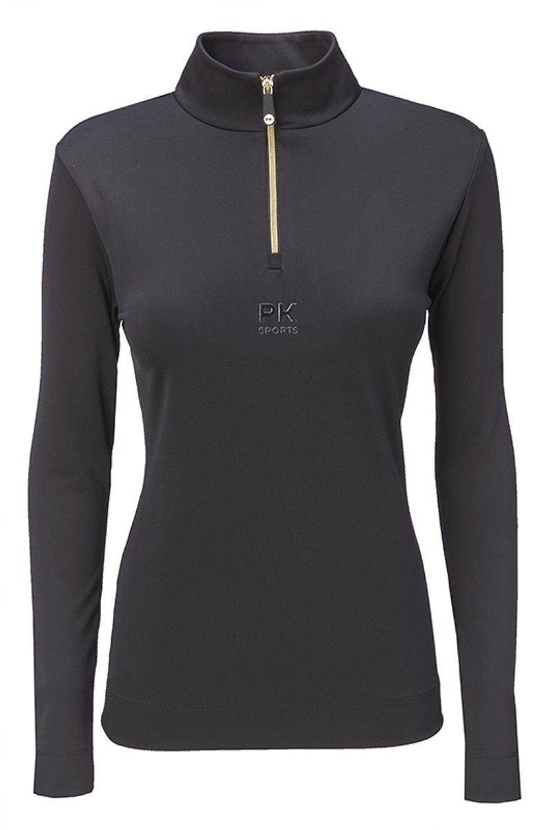 PK International - Vesper - Shirt - Technisch trainingsshirt - sneldrogend - ademend - Hoge kraag - Gouden Ritsje - Onyx - Zwart - XXXL/46