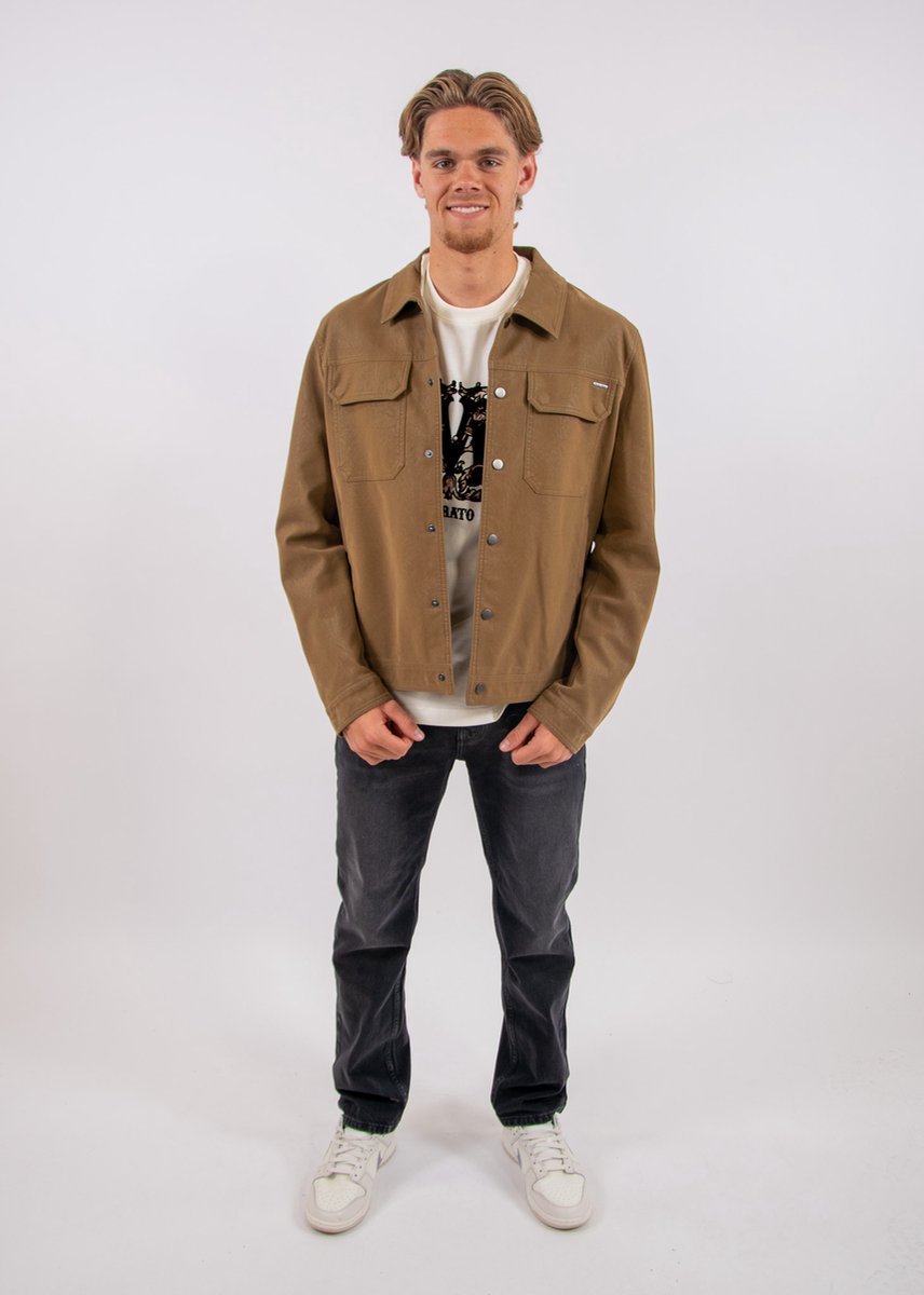 Antony Morato Coat Slim Fit In Feaux Leather Beige Jacket