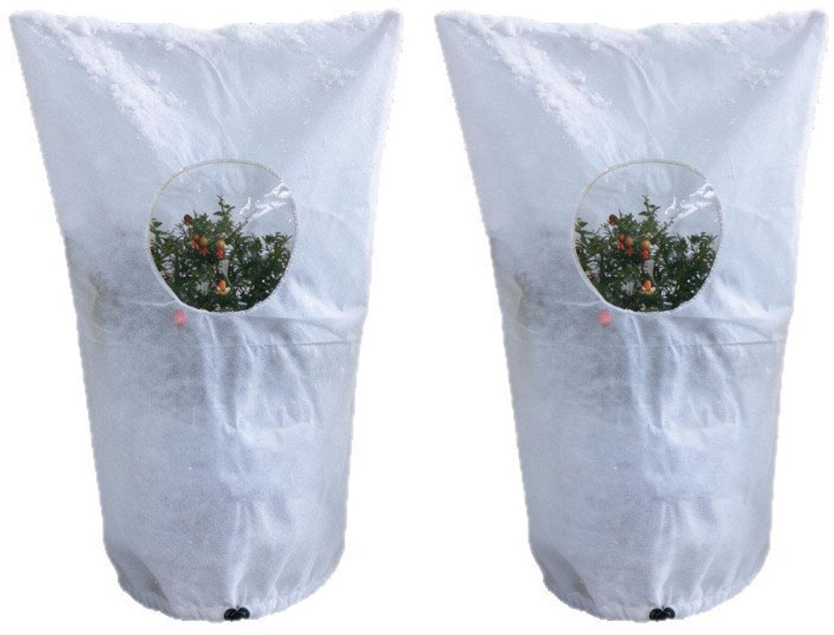 2-stuks Plantenbeschermer - Plantenhoes - Bescherming tegen vorst en kou - Zichtbaar - Niet-geweven stof - 60x80cm - Geschikt voor het beschermen van potplanten, balkonplanten, kleine bomen en struiken - Wit