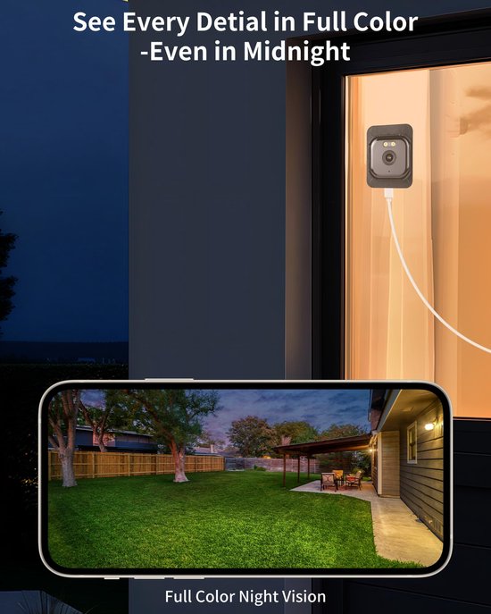 Raamcamera – 2K Beveiligingscamera met Nachtzicht en Bewegingsdetectie – WiFi en 2-Weg Audio — afbeelding 3