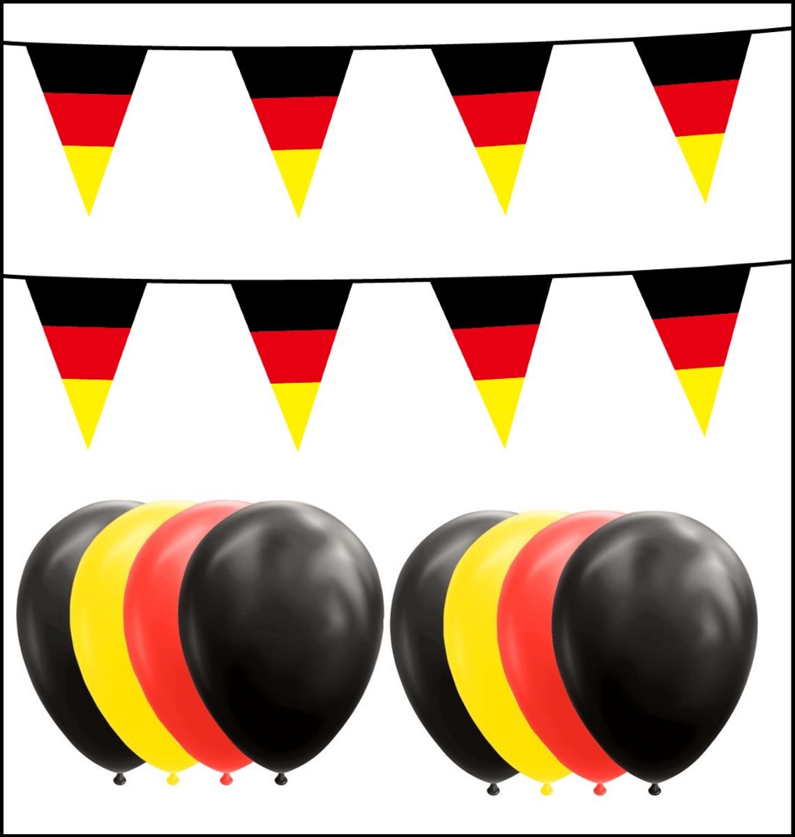 Duitsland feestpakket- 2x Vlaggenlijn 10 meter + 20 ballonnen zwart/rood/geel - Versiering Slinger Feestdecoratie Decoratie