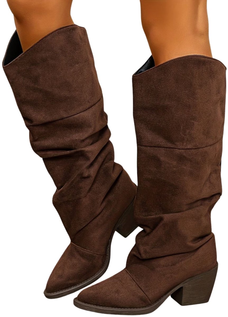 Currero Dames Cowboy Laarzen Hoge Hak Enkellaarzen Kniehoge Western Boots Chelsea 41 5 Bruin