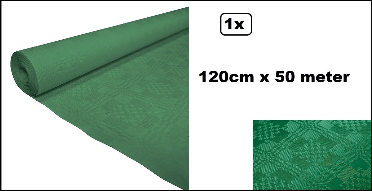 1x Luxe Tafel kleed op rol donker groen 120cm x 50meter - Papier - Zelf op maat te knippen - Kerst Tafelkleed op rol tafel dekken rol gala huwelijk thema feest kerst festival restaurant food