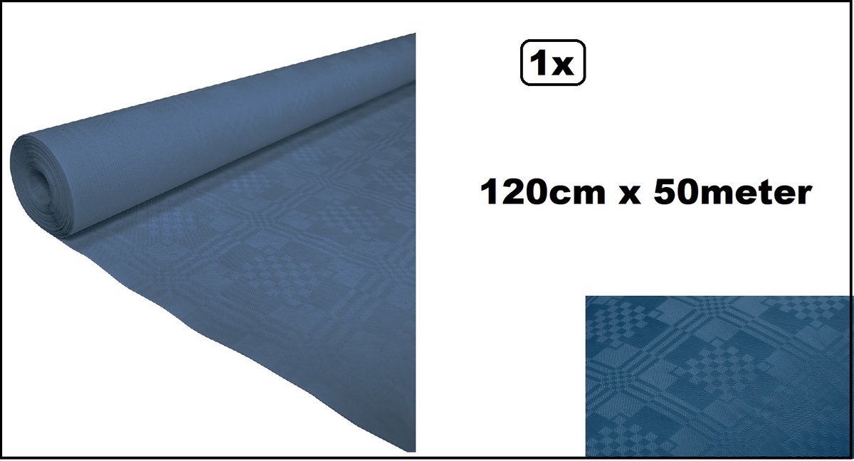 1x Luxe Tafel kleed op rol donker blauw 120cm x 50meter - Papier - Zelf op maat te knippen - Kerst Tafelkleed op rol tafel dekken rol gala huwelijk thema feest kerst festival restaurant food