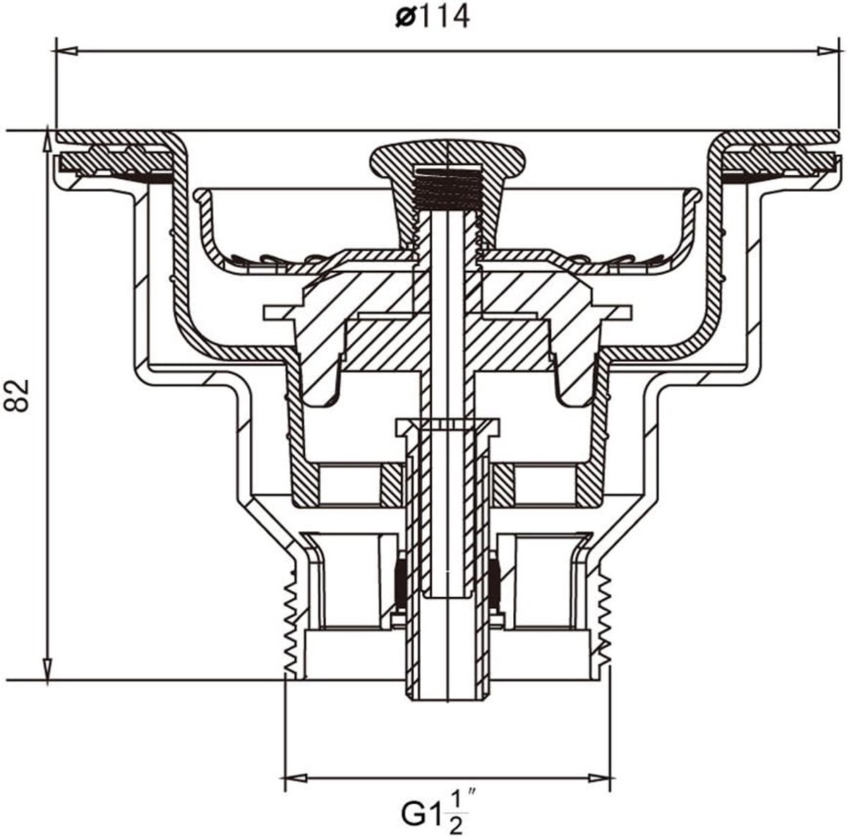 Keukenafvoer met Plug en 114mm Flens - 1 1/2-Inch Mandzeef voor Efficiënte Afvoer en Gemakkelijk Onderhoud