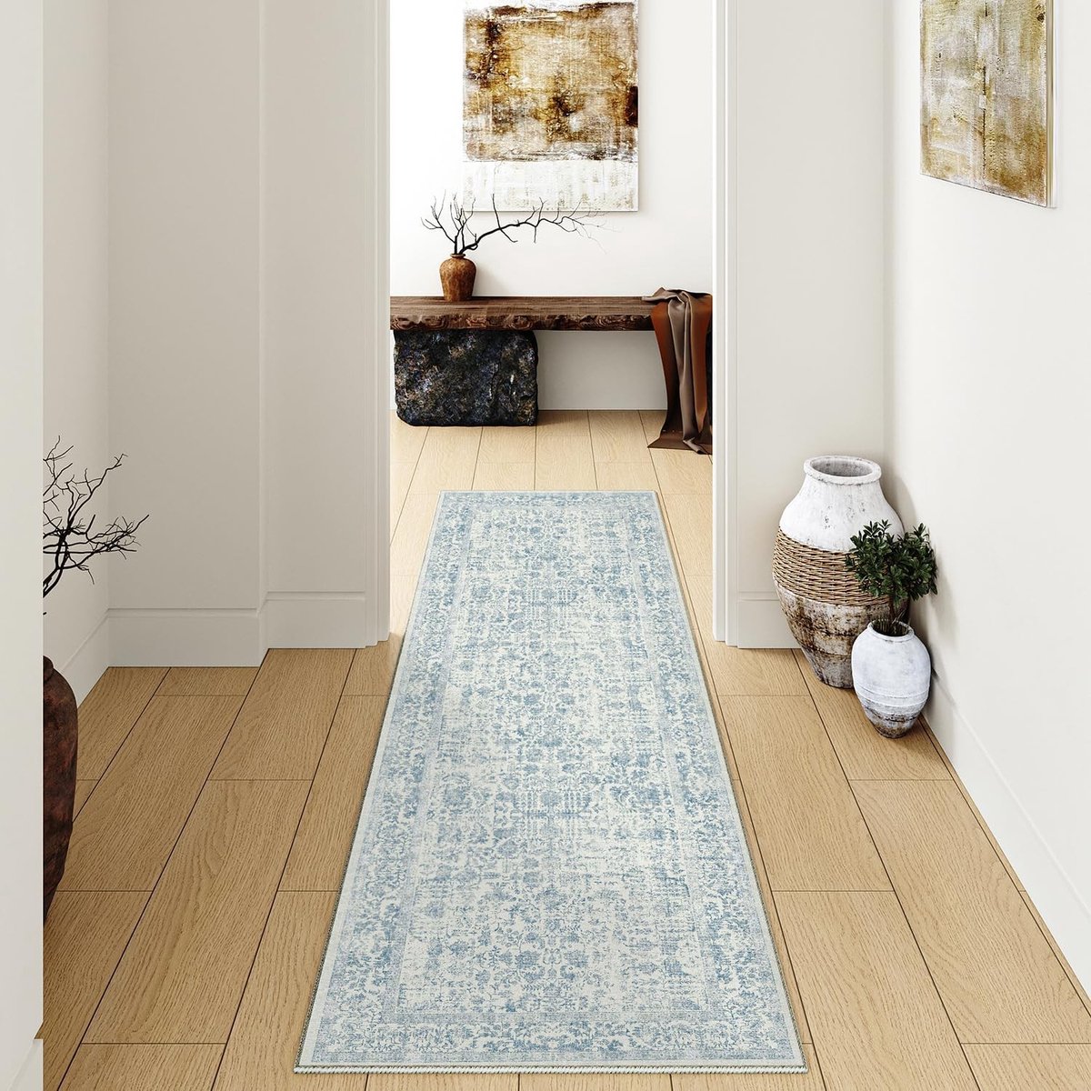 Loopmat voor de gang 60x180 cm - Blauw, Wasbaar, Antislip, Duurzaam en Stijlvol