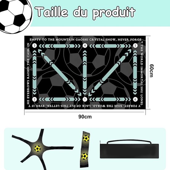 Voetbal Trainingsmat - Dribbelmat Voetbal - Balcontrole Oefenen - Inclusief Trainer - 90 x 60 cm - Zwart — afbeelding 5