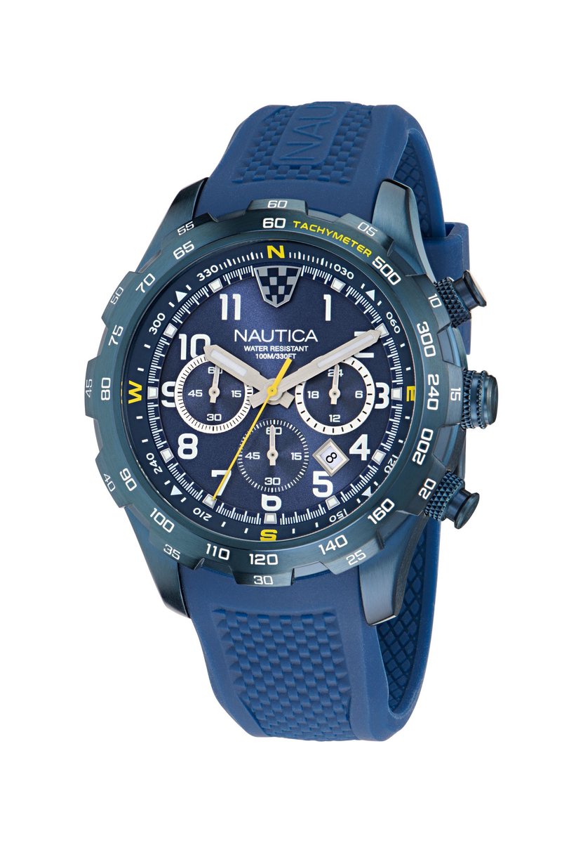 Nautica Nst Quartz Analoog Horloge Blauw Kast: 100% Roestvrij Staal | Armband: 100% Siliconen 46 mm NAPNSS601, NAPNSS602, NAPNSS603