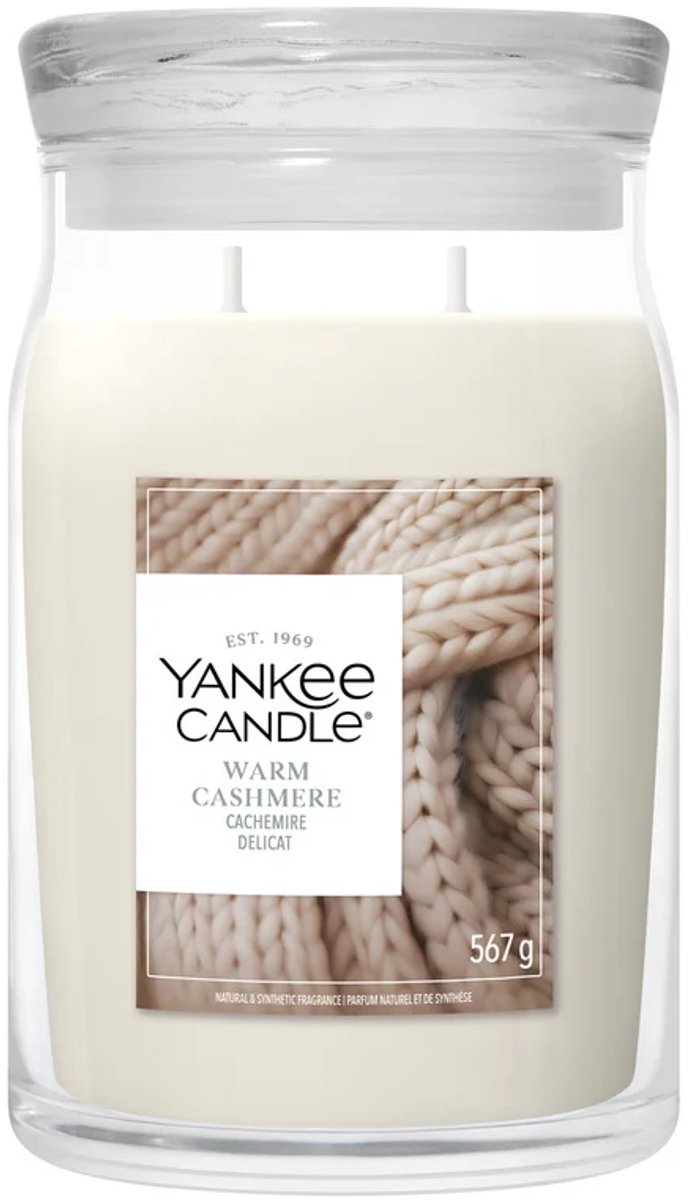 Yankee Candle Warm Cashmere Large Jar Geurkaars - 90 branduren - twee lonten Beige