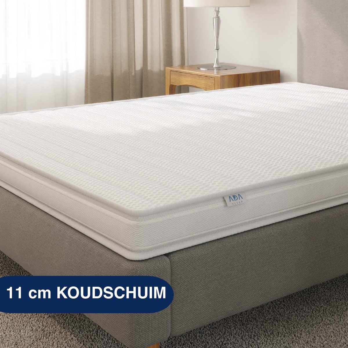 Ada Sleep® Koudschuim topper 140x200 XL 3D - Stevig hardheid topmatras - circa 10-11 cm - afritsbaar - wasbaar - orthopedisch - hypoallergeen topdek matras - CertiPUR® en Okoetex gecertificeerd Wit