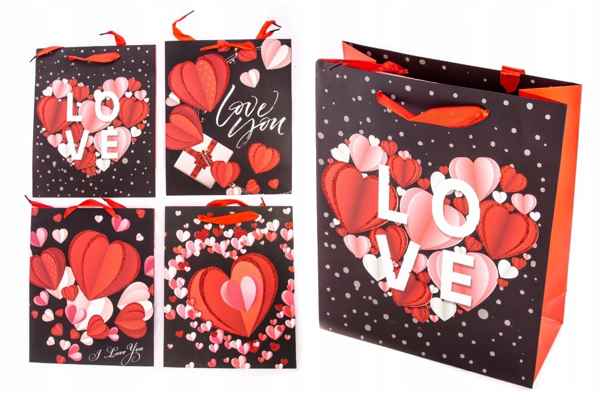 Valentijnsdag Cadeautas Hart 26x32cm Set van 5 Stuks