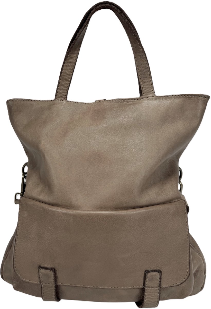 Dames Handtas / Schoudertas / Rugtas - Ruime tas - Laptoptas - Schooltas - Rugzak - Zacht en stevig - Premium leather - Made in Italy