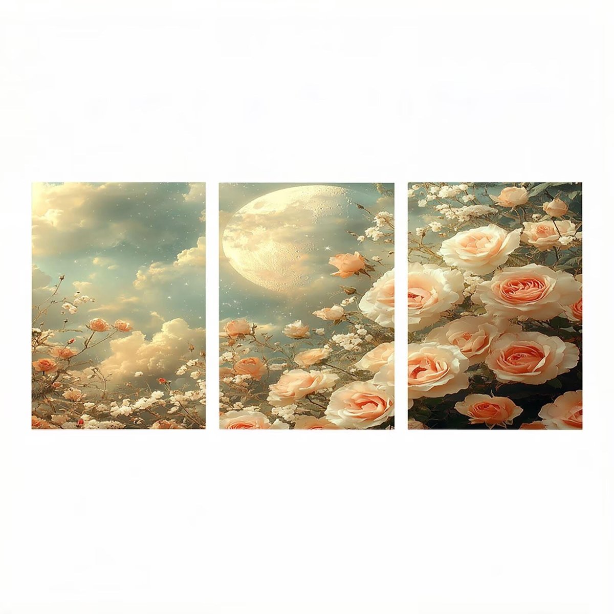 Elzusha - Luminescentie Schilderen op Nummer Set van 3 - Bloem 60x40 cm