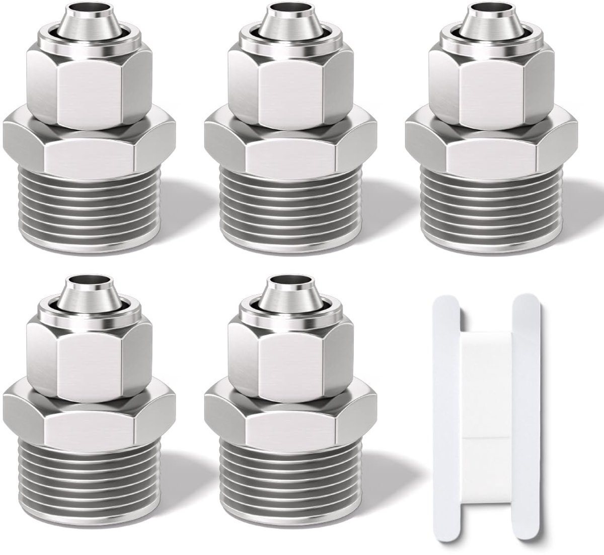 Bwintech 5 stuks 4mm buis OD x 1/4 “Male BSP Thread rechte Push To Connect borgmoer buis pneumatische fitting, KPC4-02 - ShopVlot