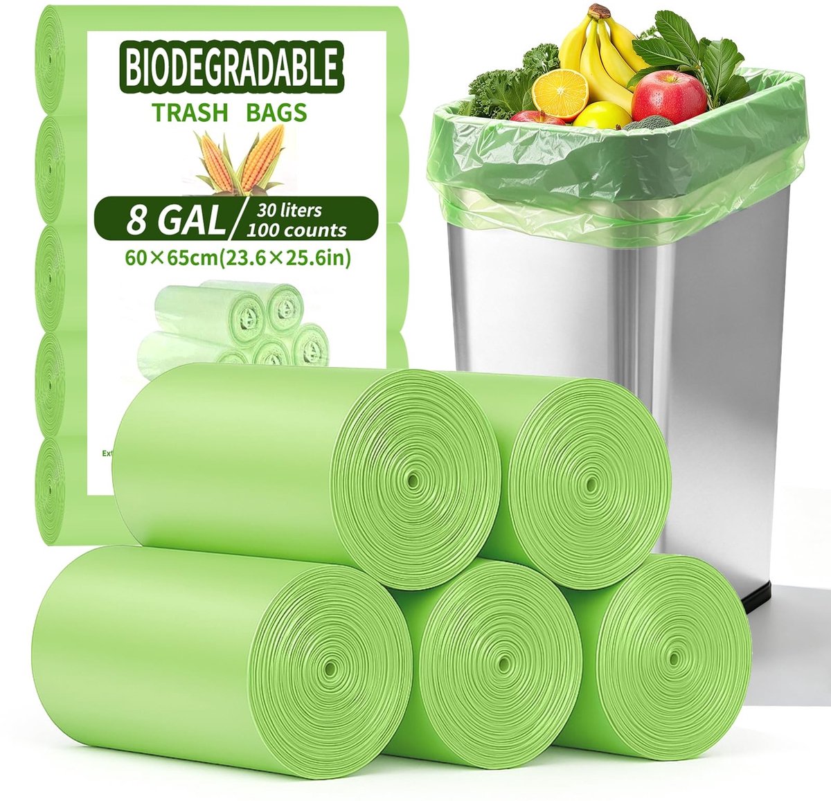 Elzusha - Composteerbare Vuilniszakken 30L, 100 Stuks