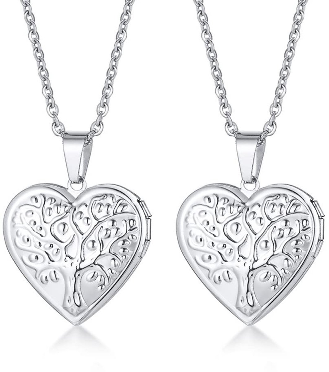 Elzusha - Set van 2 Hartvormige Lockets voor Foto's van RVS