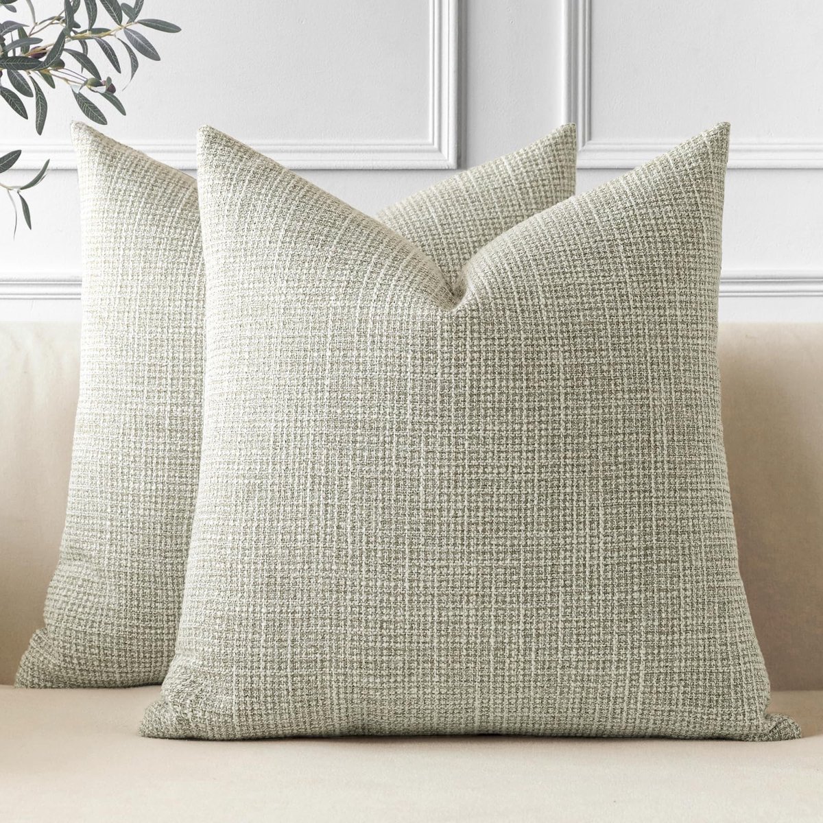 Elzusha - Set van 2 Kussenhoezen in Khaki voor Kerstdecoratie