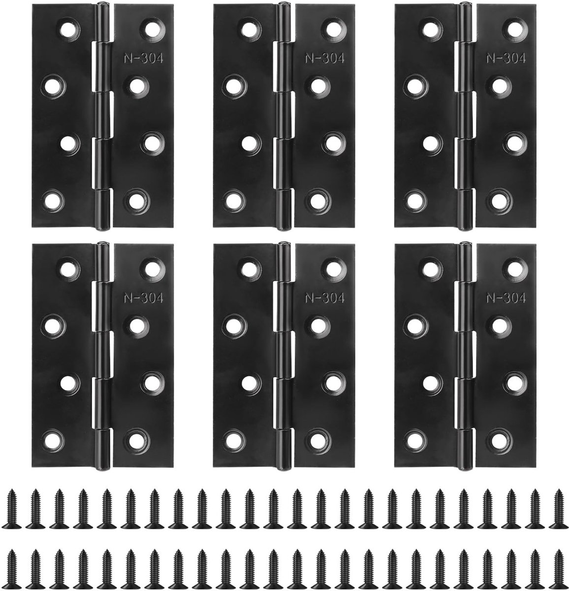 Elzusha - Set van 6 Matte Zwarte Deurhengsels met Schroeven