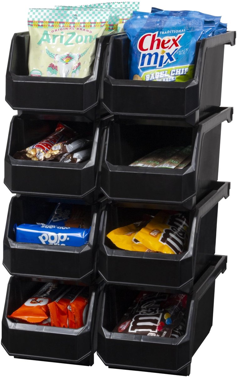 Elzusha - Plastic Opbergcontainers - Set van 8 Stapelbare Bins voor Organisatie
