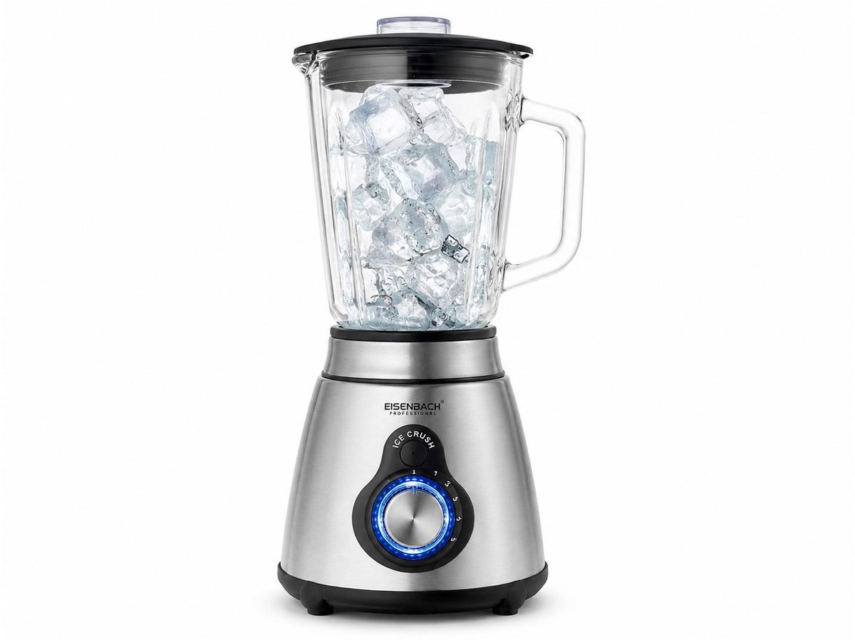 Eisenbach Professionele Blender SW-1380-800W- 1,5L Glazen Kan- Ice Crush- 5 snelheden + Pulse - Inclusief Grinder