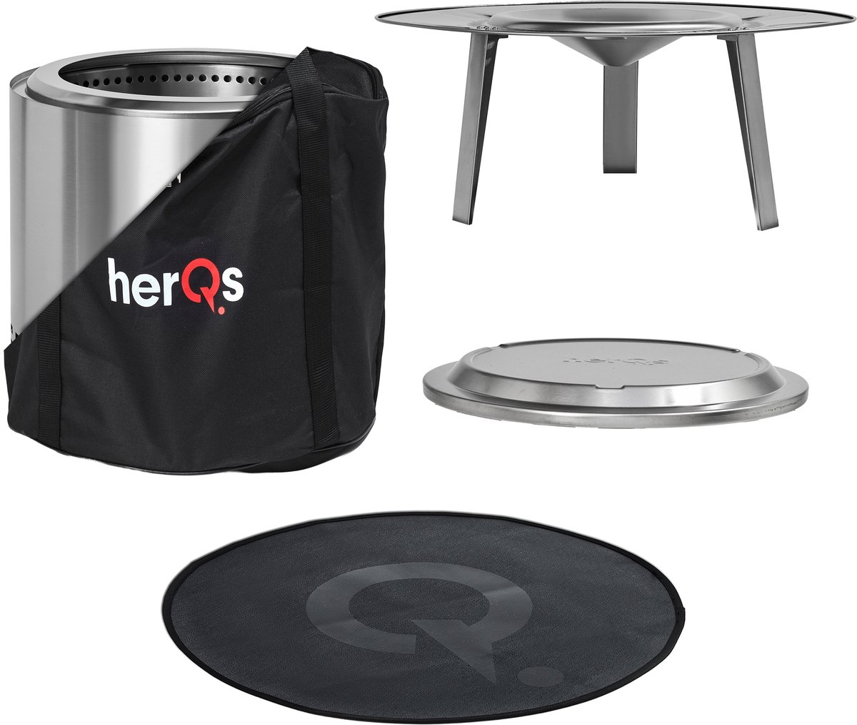 herQs Blaze Complete Bundle - Blaze Firepit + 3 Accessoires voordeelbundel - Rookloze vuurkorf - Geurloze vuurkorf