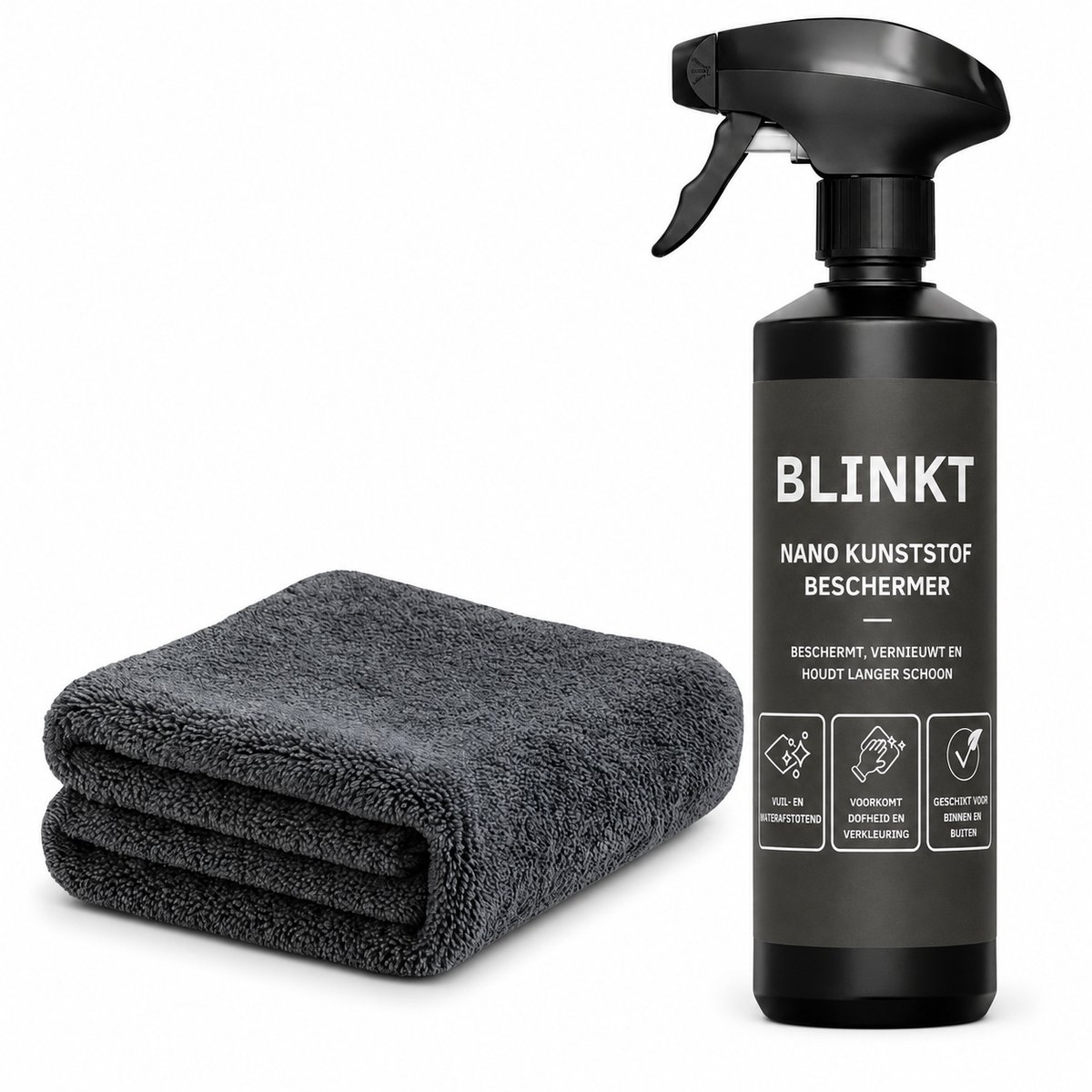 Kunststof Coating Spray & 40x40cm Droogdoek Set - Bescherming tegen Vuil, Water & UV - 500ml + Doek - BLINKT