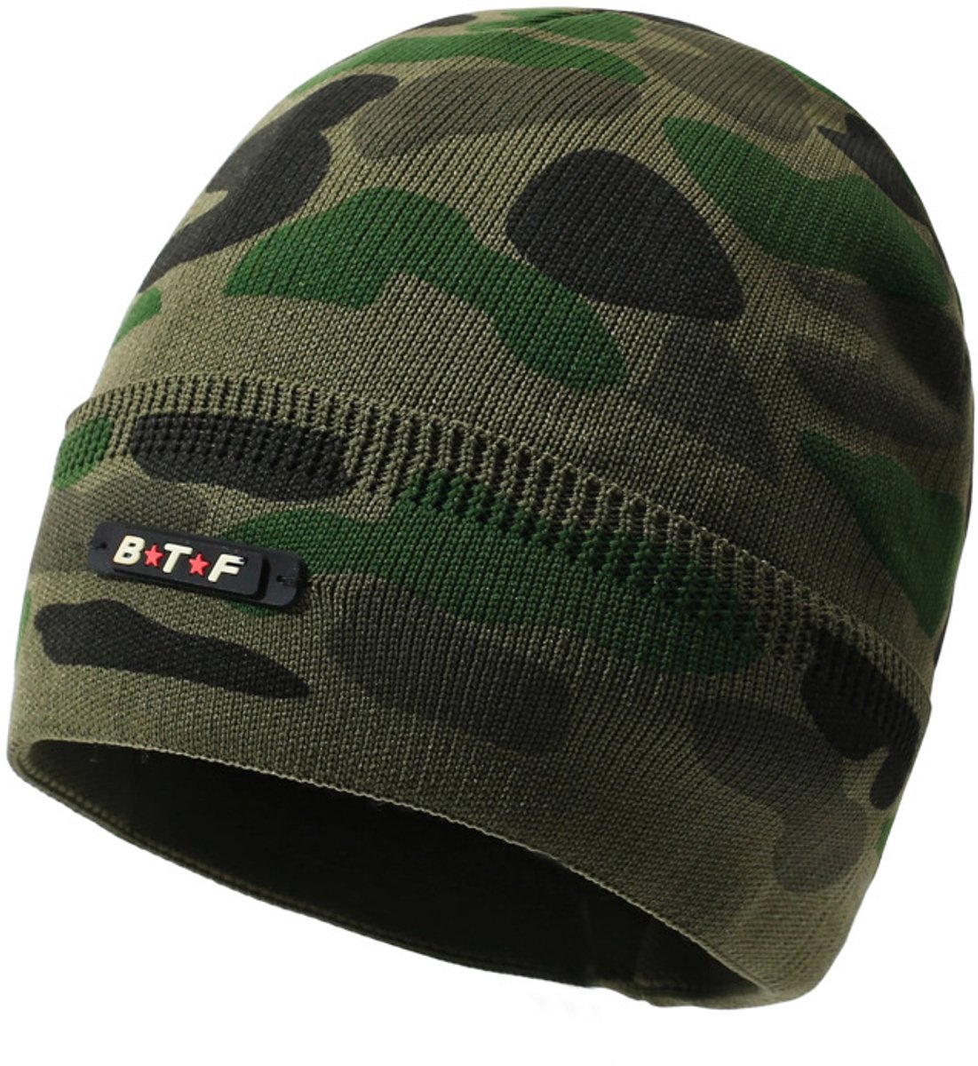 1 stuk - gebreide hoed - herfst-winter mannen - camouflage - verdikte harige draad hoed - buiten straat - casual hoed - warme hoed - groen